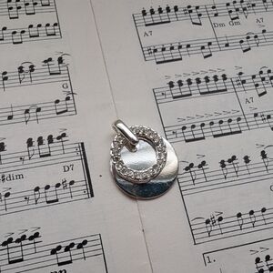 Silver Circle Pendant with Crystals